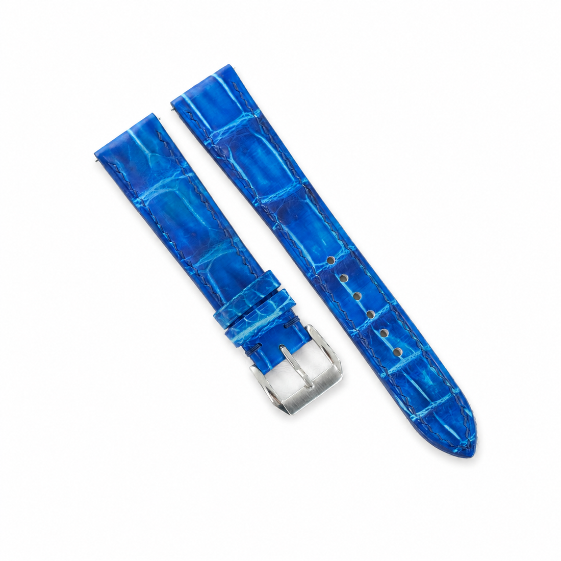 Blue Alligator Leather Watch Strap - Handmade