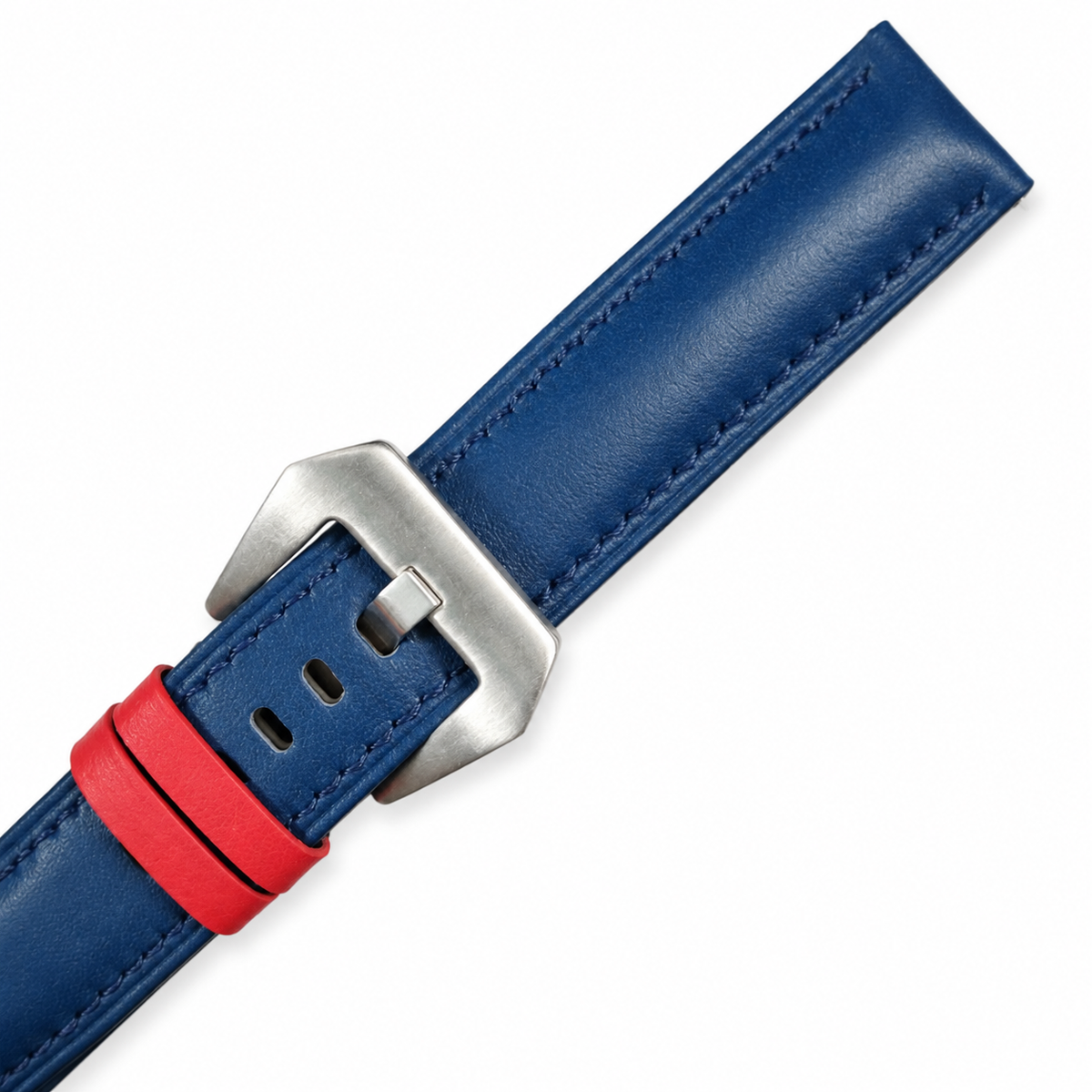 Blue Red Swift Leather Watch Strap - Handmade