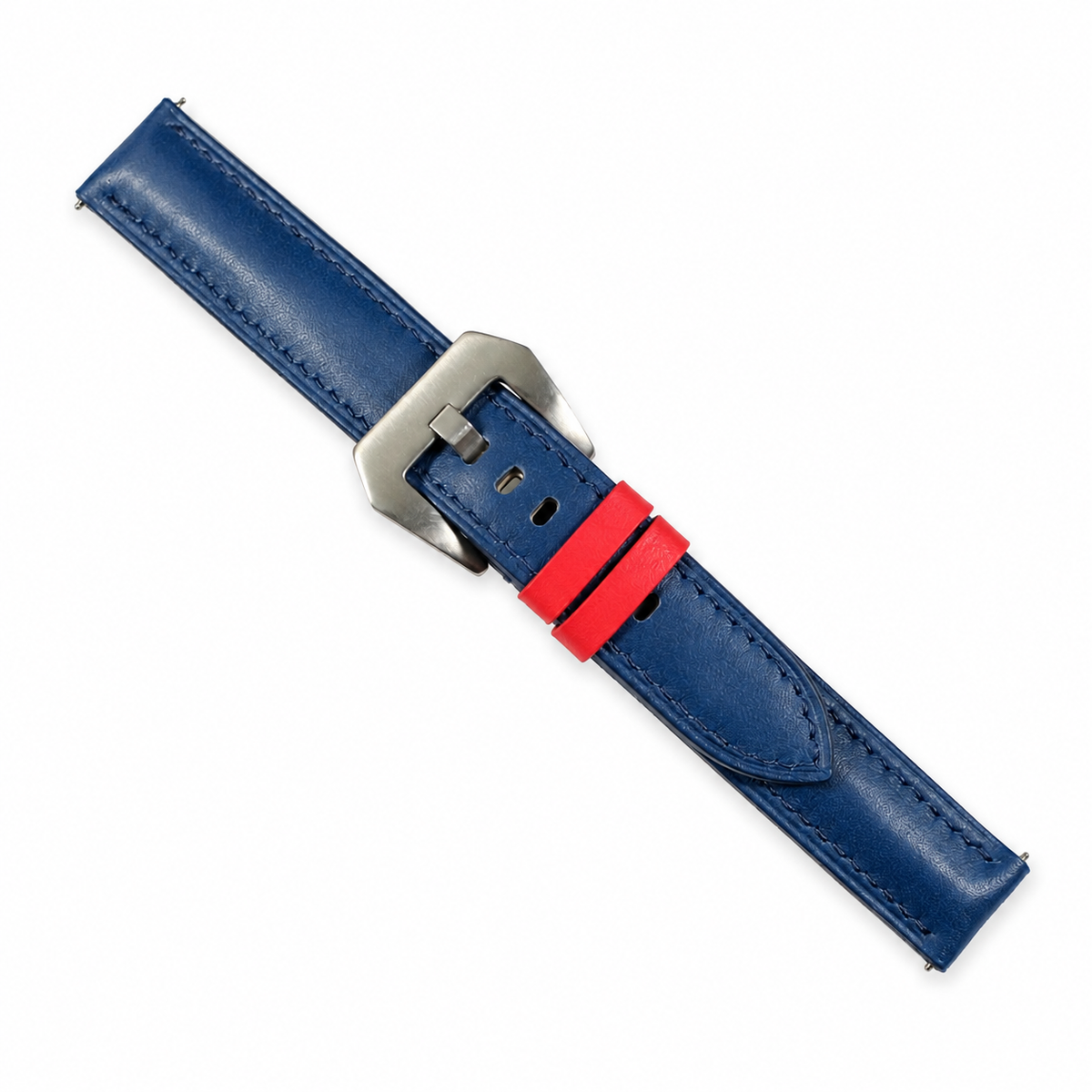 Blue Red Swift Leather Watch Strap - Handmade