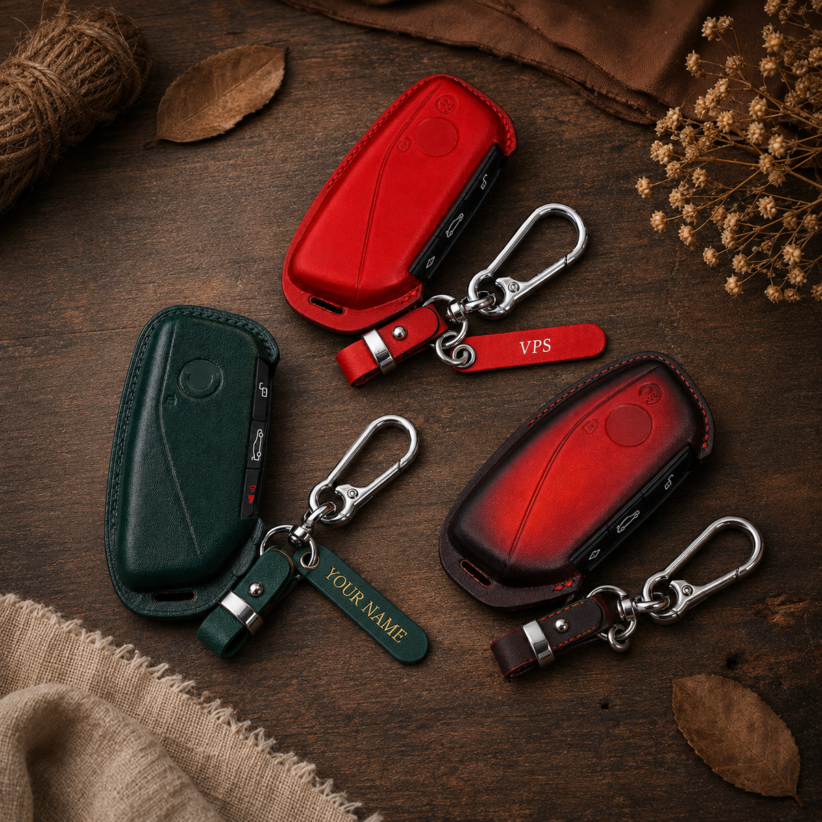Custom Leather Key Fob Cover Compatible with BMW 1 2 3 4 5 Series