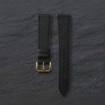 Black Black Swift Leather Watch Strap - Handmade