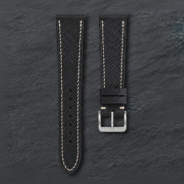 Black Cream Epsom Leather Watch Strap - Handmade