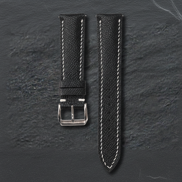 Black Epsom Leather Watch Strap - Handmade