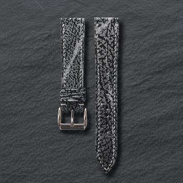 Black Gray Shark Leather Watch Strap - Handmade