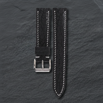 Black Shark Leather Watch Strap - Handmade