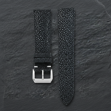 Black Stingray Leather Watch Strap - Handmade