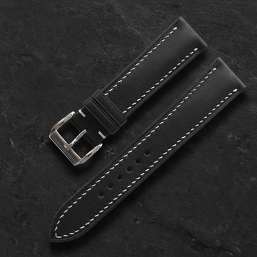 Black Swift Leather Watch Strap - Handmade Quick Release Band