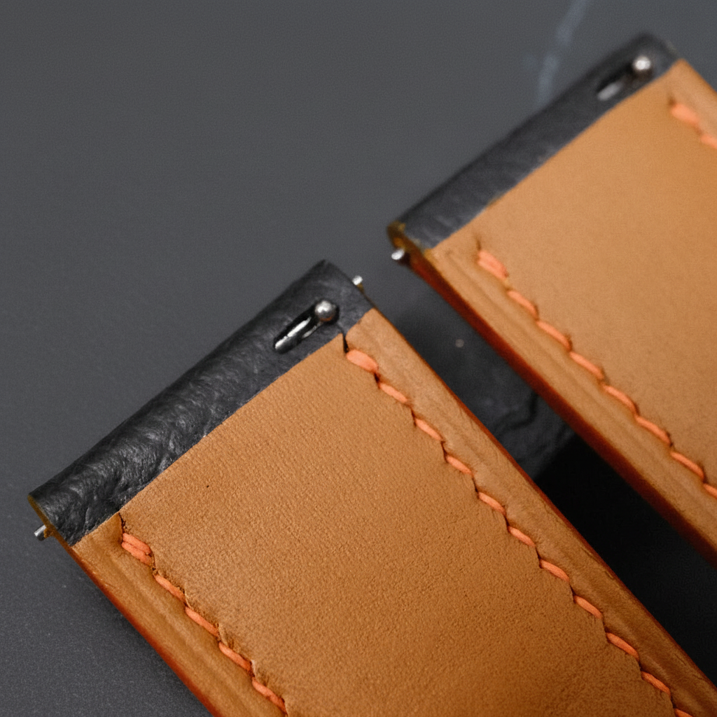 Black Turquoise Racing Epsom Leather Watch Strap - Handmade Quick Release Band