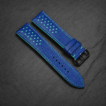 Blue And Turquoise Small Racing Epsom Leather Watch Strap - Handmade