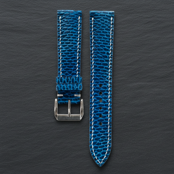 Blue Beaver Tail Leather Watch Strap - Handmade