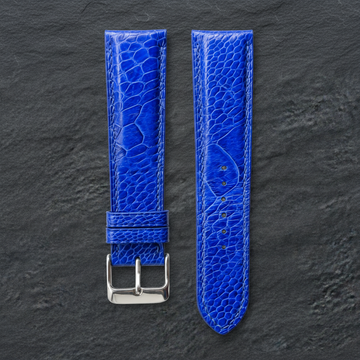 Blue Ostrich Leather Watch Strap - Handmade