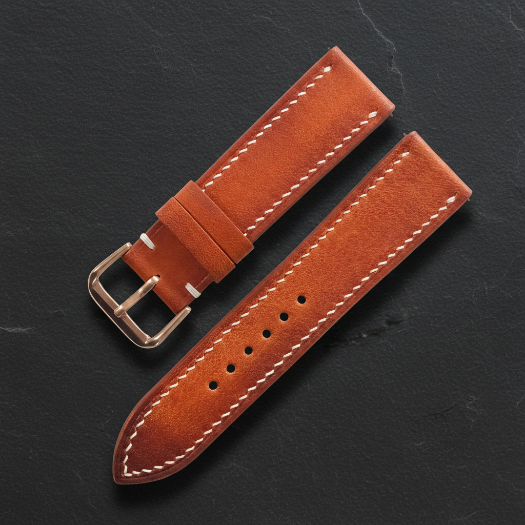 British Tan Patina Leather Watch Strap - Handmade Quick Release Band