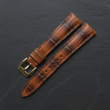 Brown Alligator Leather Watch Strap - Handmade Quick Release Band