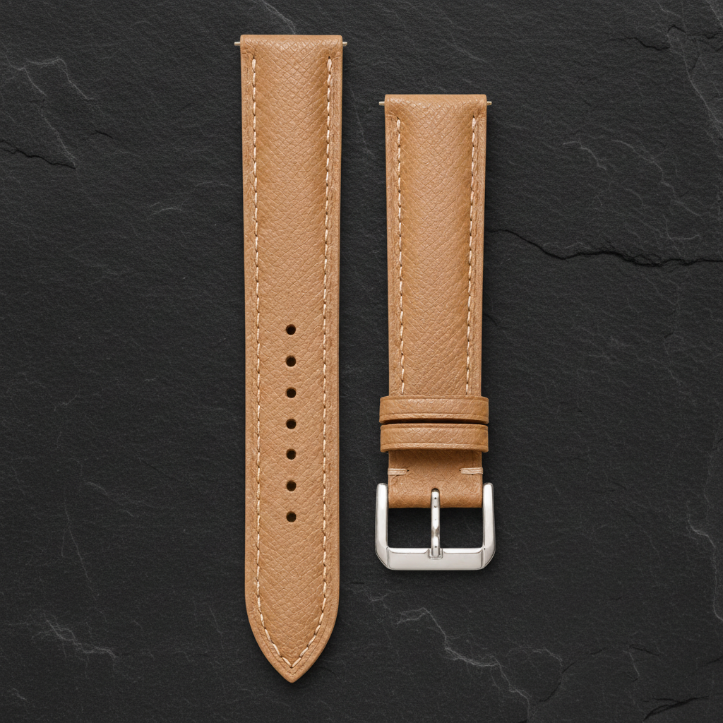 Brown Epsom Leather Watch Strap - Handmade Quick Release Band
