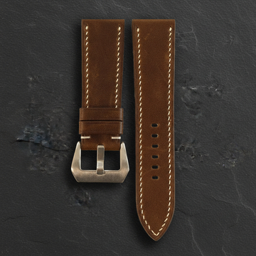 Brown Waxed Leather Watch Strap - Handmade Quick Release Band
