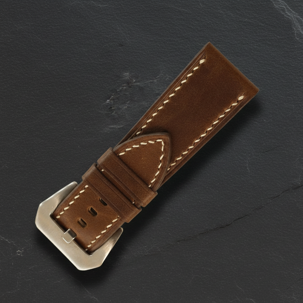 Brown Waxed Leather Watch Strap - Handmade Quick Release Band
