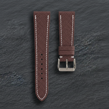 Burgundy Epsom Leather Watch Strap - Handmade