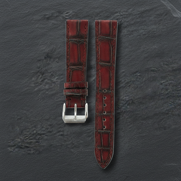 Burgundy Oxblood Alligator Leather Watch Strap - Handmade