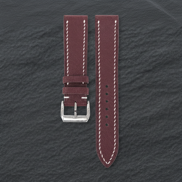 Burgundy Swift Leather Watch Strap - Handmade