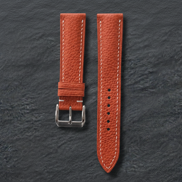 Burnt Orange Togo Leather Watch Strap - Handmade