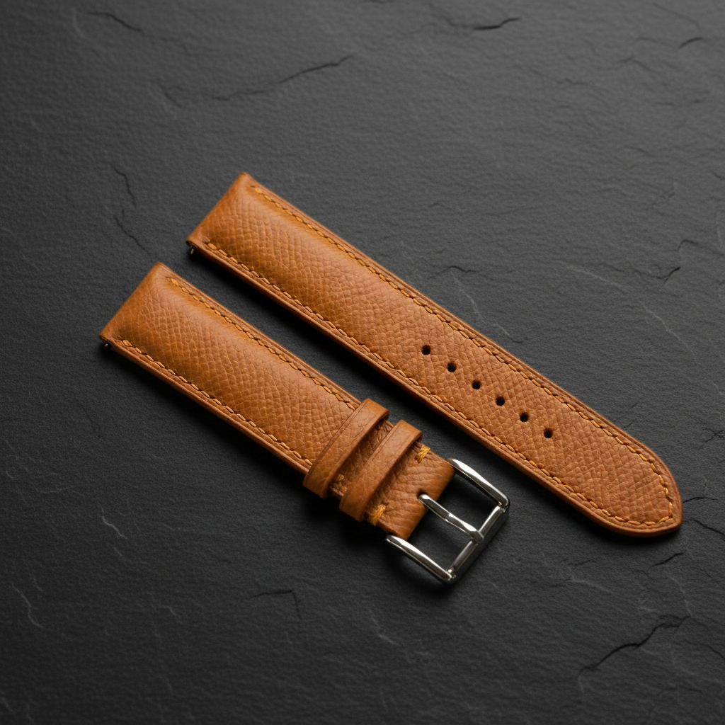 Camel Epsom Leather Watch Strap - Handmade Quick Release Band