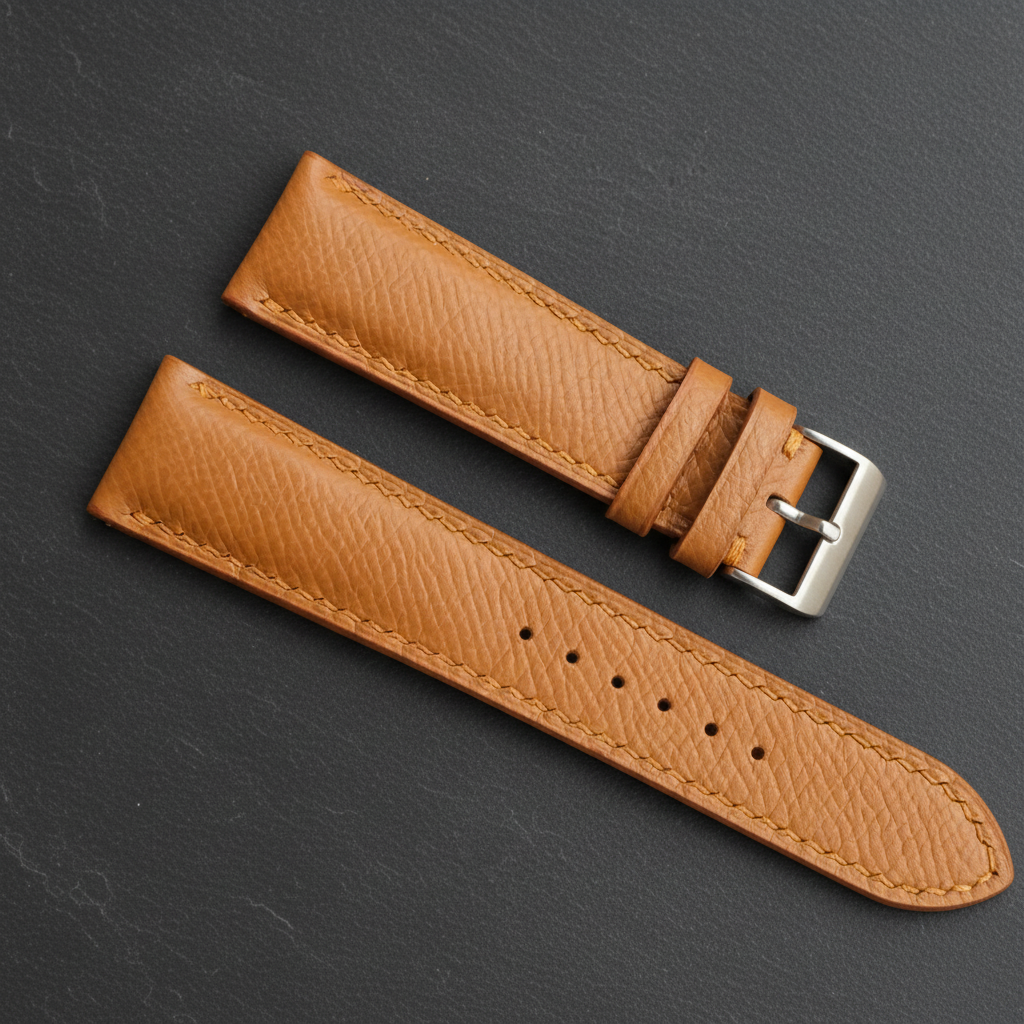Camel Epsom Leather Watch Strap - Handmade Quick Release Band