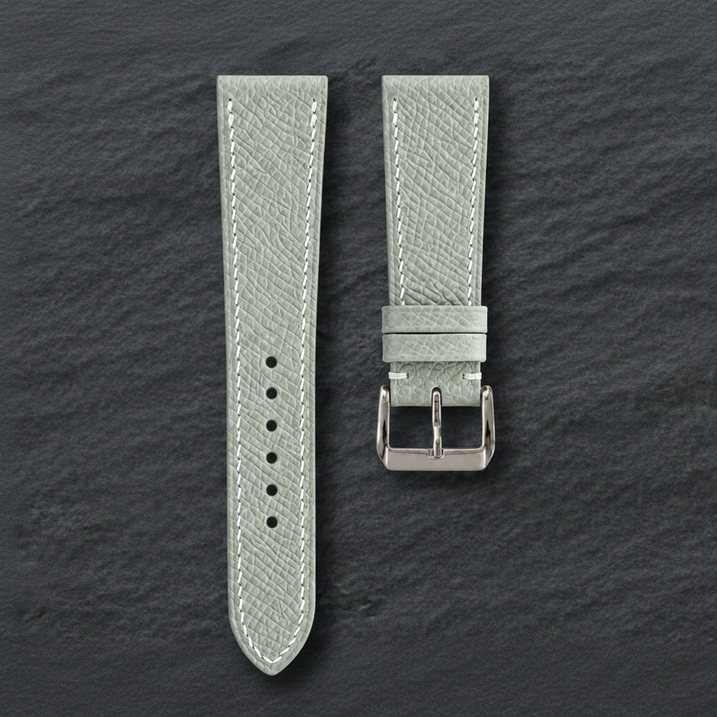 Celadon Green Epsom Leather Watch Strap - Handmade