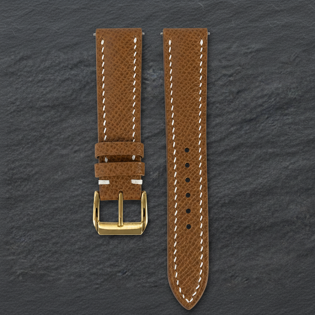 Chestnut Brown Epsom Leather Watch Strap - Handmade