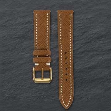Chestnut Brown Epsom Leather Watch Strap - Handmade