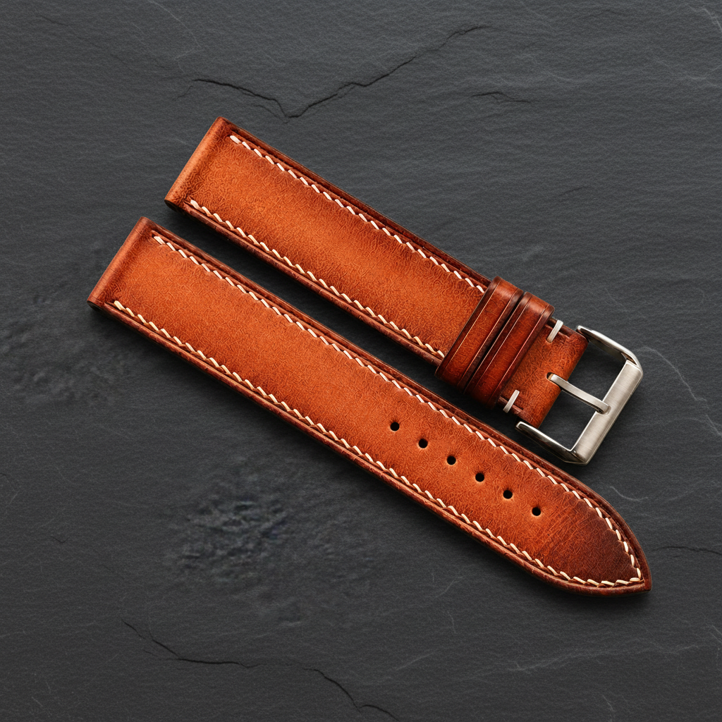 Coffee Patina Leather Watch Strap - Handmade