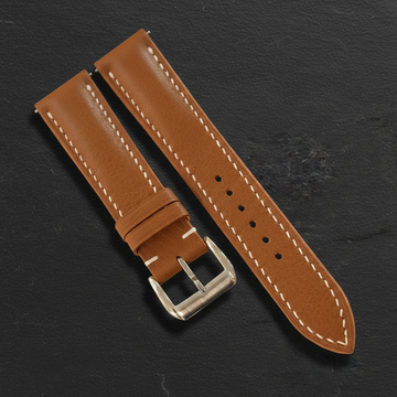 Cognac Brown Swift Leather Watch Strap - Handmade Quick Release Band