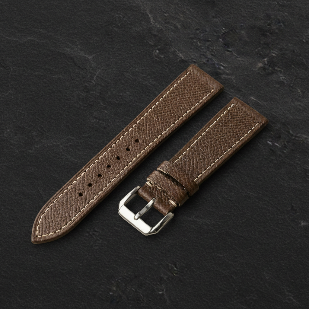 Dark Brown Epsom Leather Watch Strap - Handmade Quick Release Band