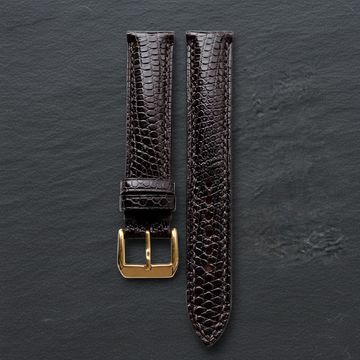 Dark Brown Lizard Leather Watch Strap - Handmade