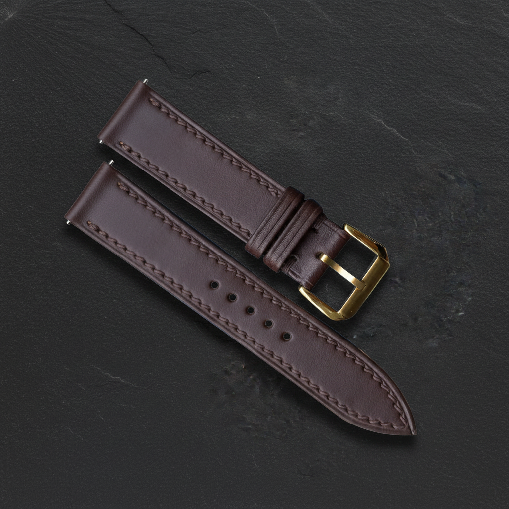 Dark Brown Swift Leather Watch Strap - Handmade Quick Release Band