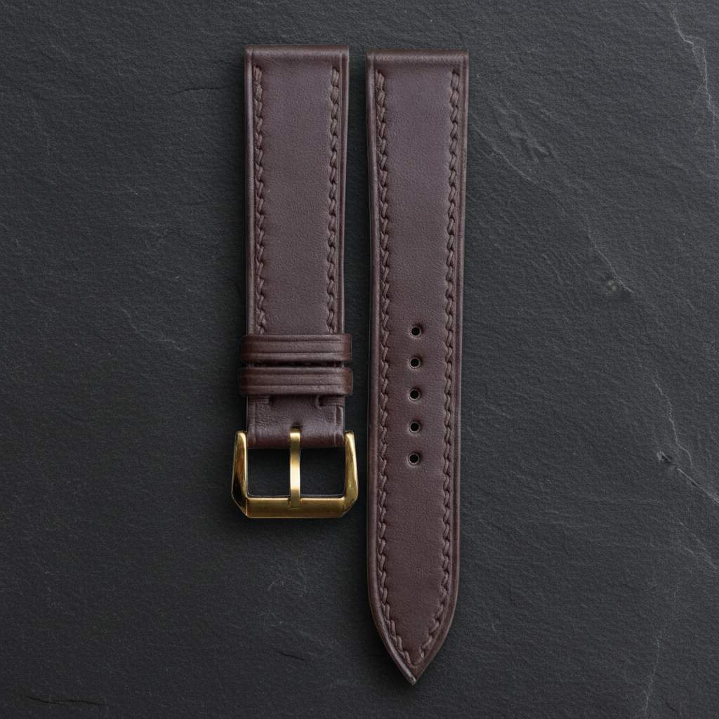 Dark Brown Swift Leather Watch Strap - Handmade Quick Release Band