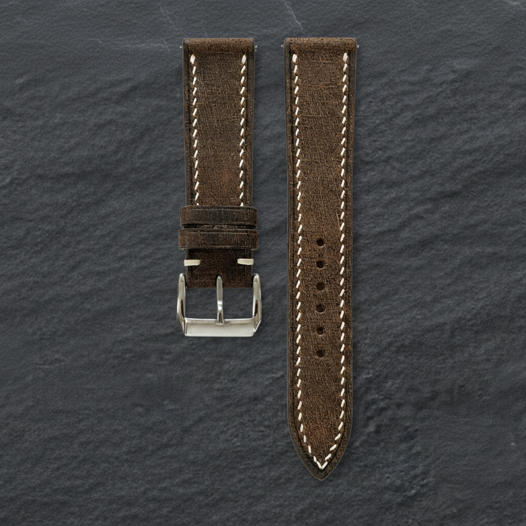 Dark Chocolate Brown Babele Leather Watch Strap - Handmade