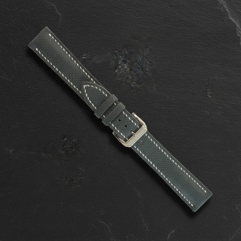 Dark Grey Epsom Leather Watch Strap - Handmade Quick Release Band