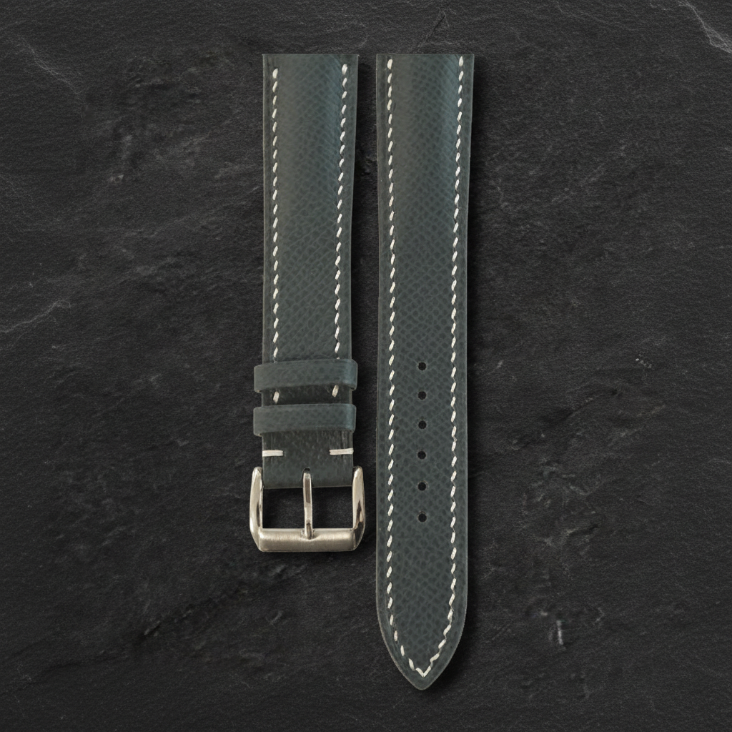 Dark Grey Epsom Leather Watch Strap - Handmade Quick Release Band