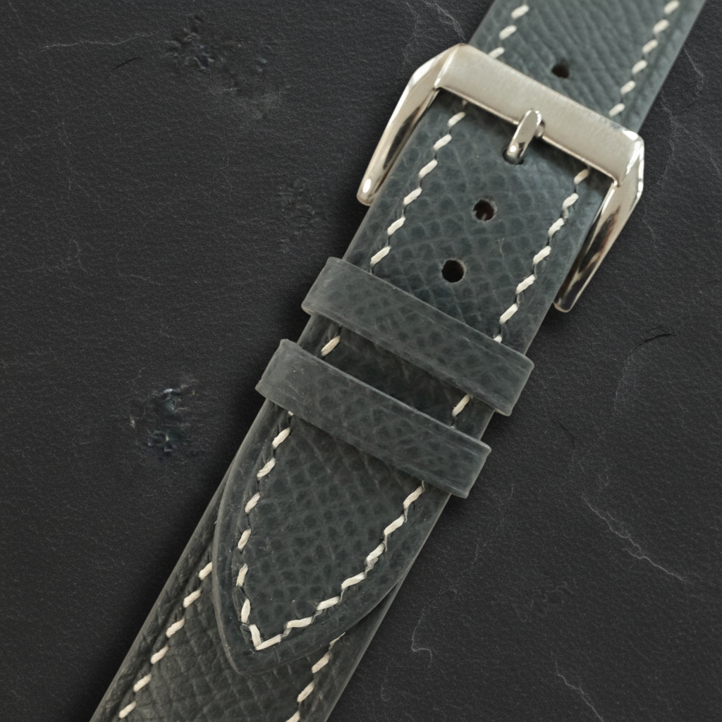 Dark Grey Epsom Leather Watch Strap - Handmade Quick Release Band