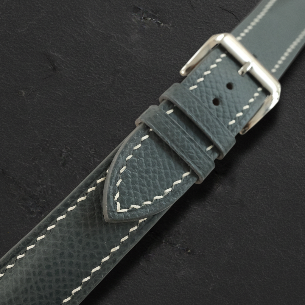 Dark Grey Epsom Leather Watch Strap - Handmade Quick Release Band