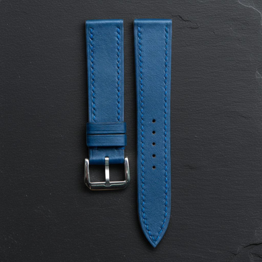 Deep Teal Blue Swift Leather Watch Strap - Handmade Quick Release Band