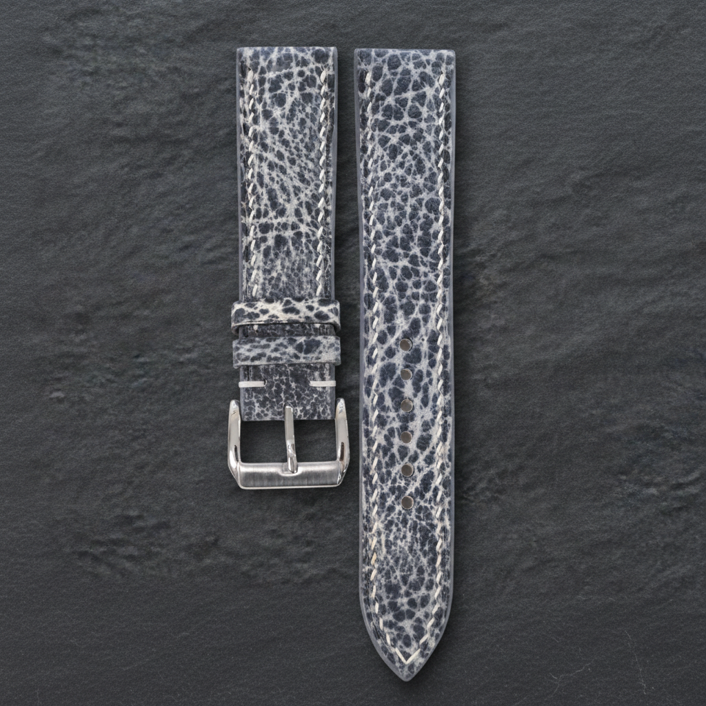 Distressed Blue Gray Italian Leather Watch Strap - Handmade