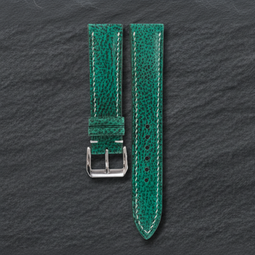 Emerald Green Patina Leather Watch Strap - Handmade