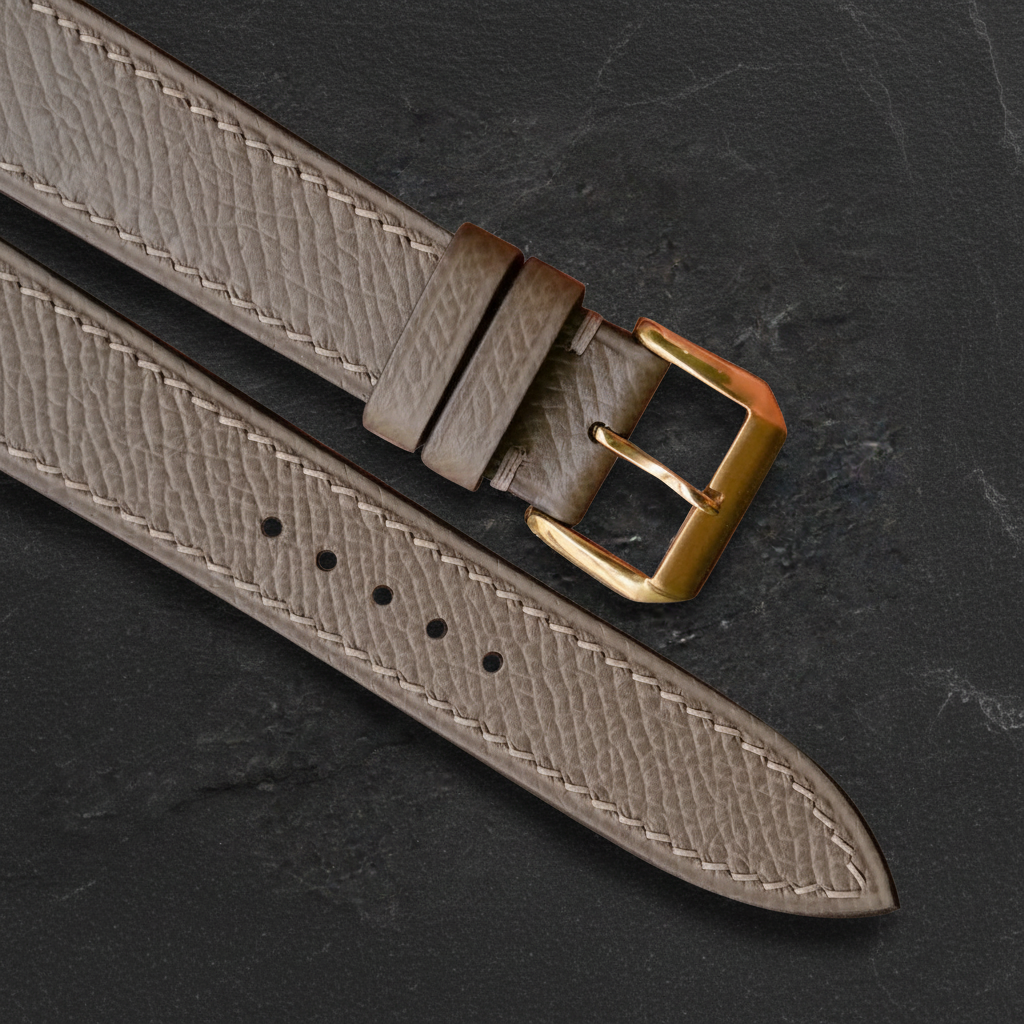 Etoupe Epsom Leather Watch Strap - Handmade Quick Release Band