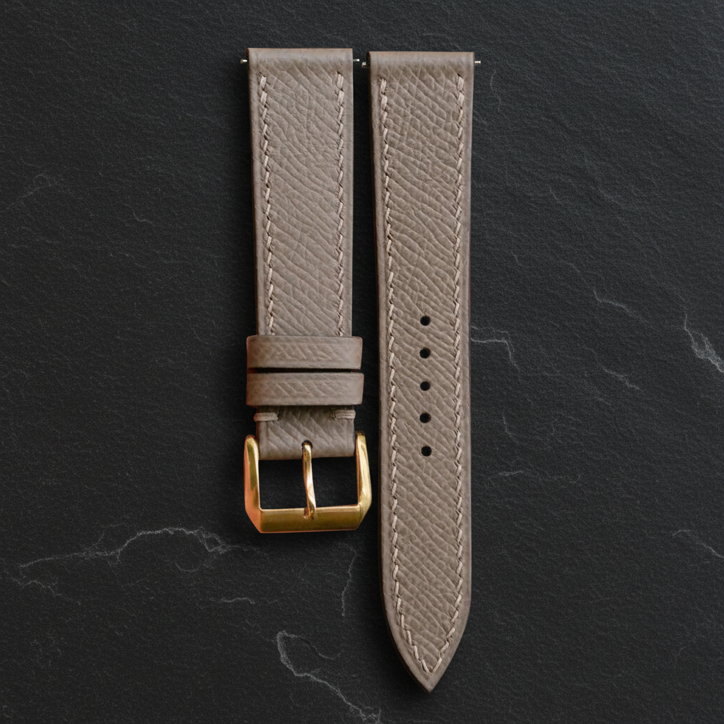 Etoupe Epsom Leather Watch Strap - Handmade Quick Release Band