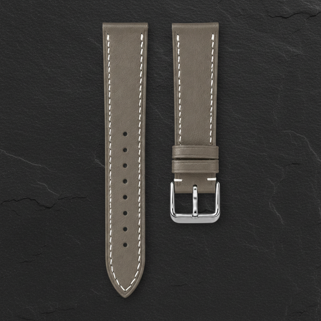 Etoupe Taupe Swift Leather Watch Strap - Handmade Quick Release Band