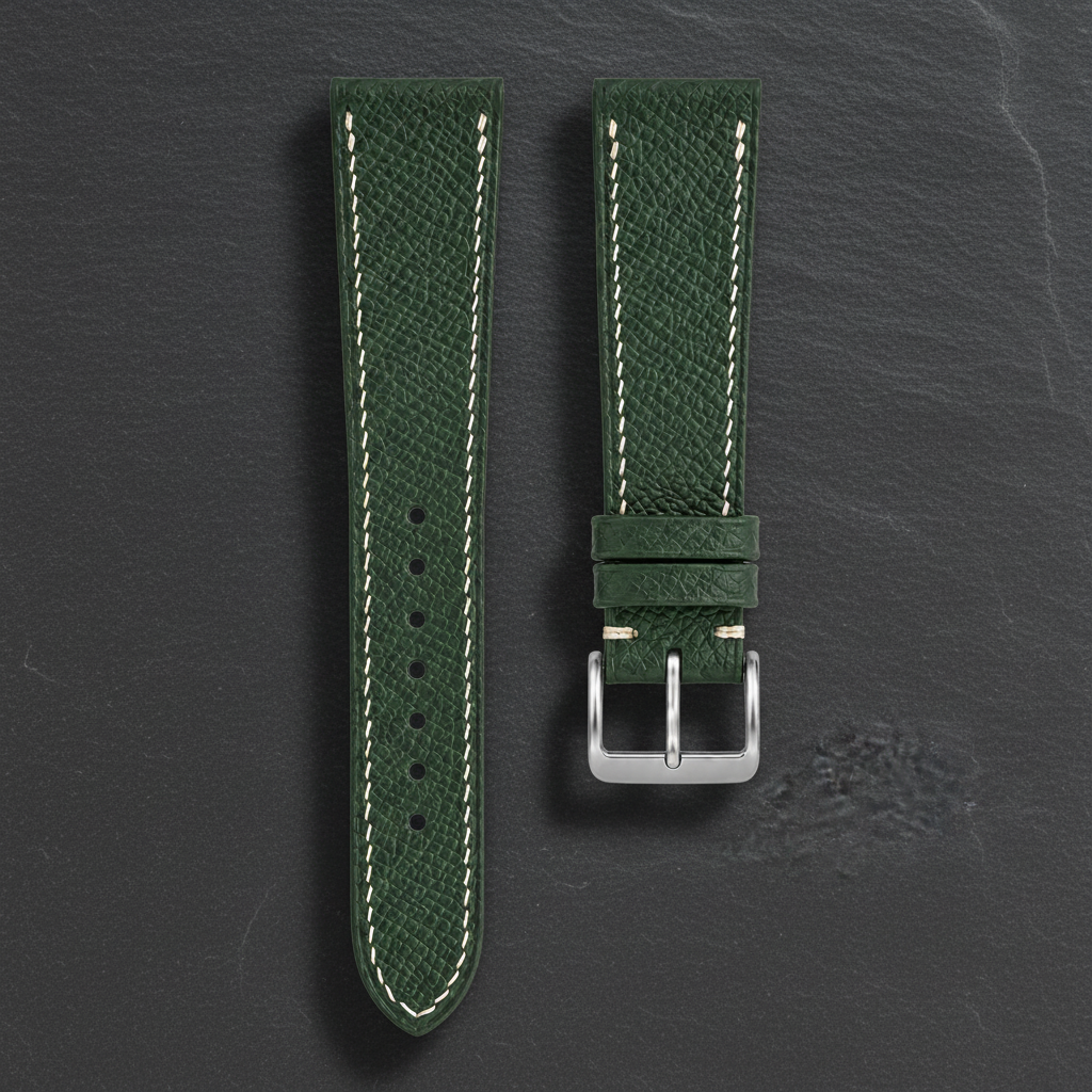 Forest Green Epsom Leather Watch Strap - Handmade