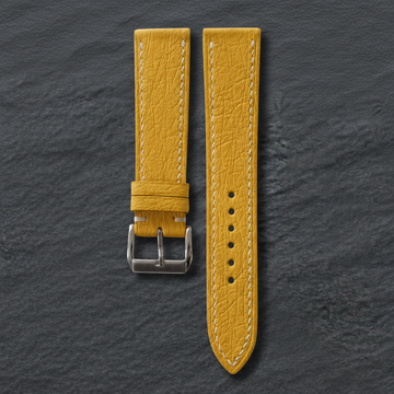 Golden Yellow Ostrich Leather Watch Strap - Handmade