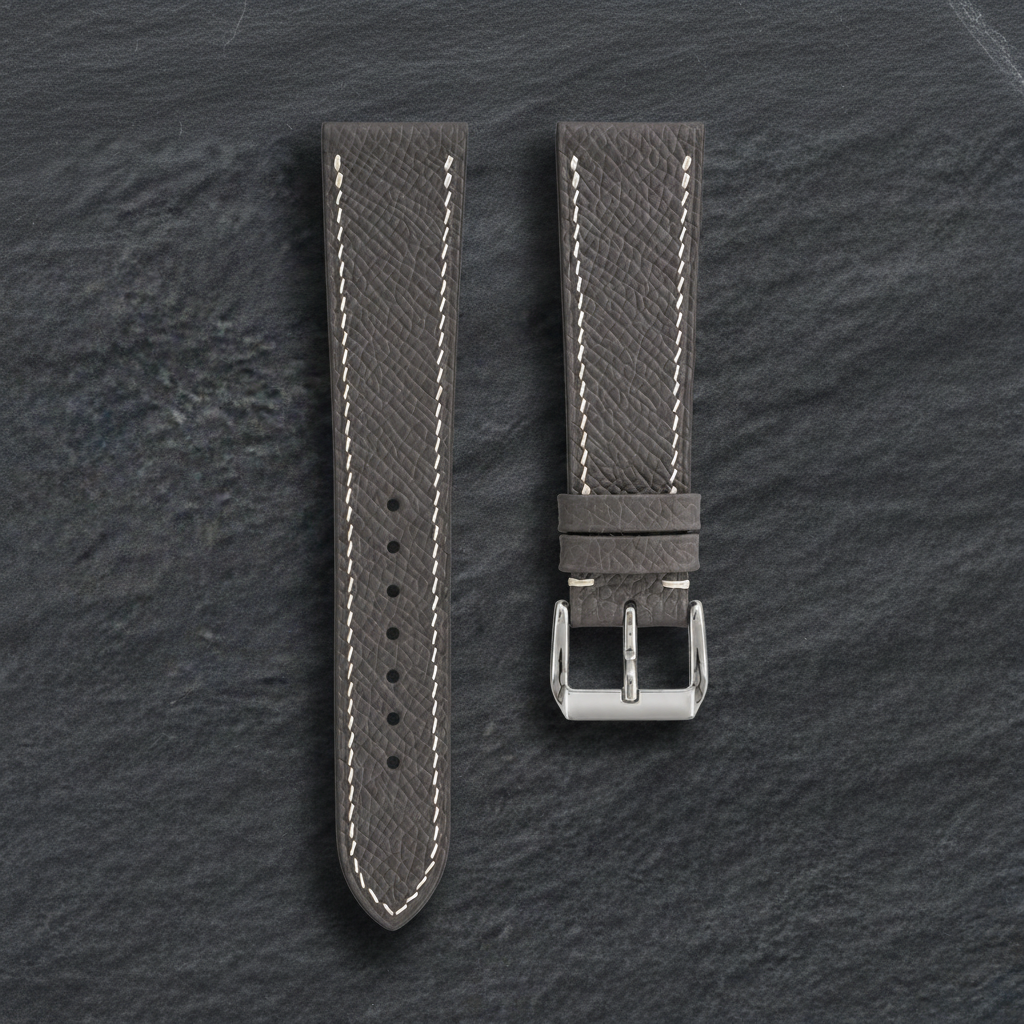 Graphite Gray Epsom Leather Watch Strap - Handmade