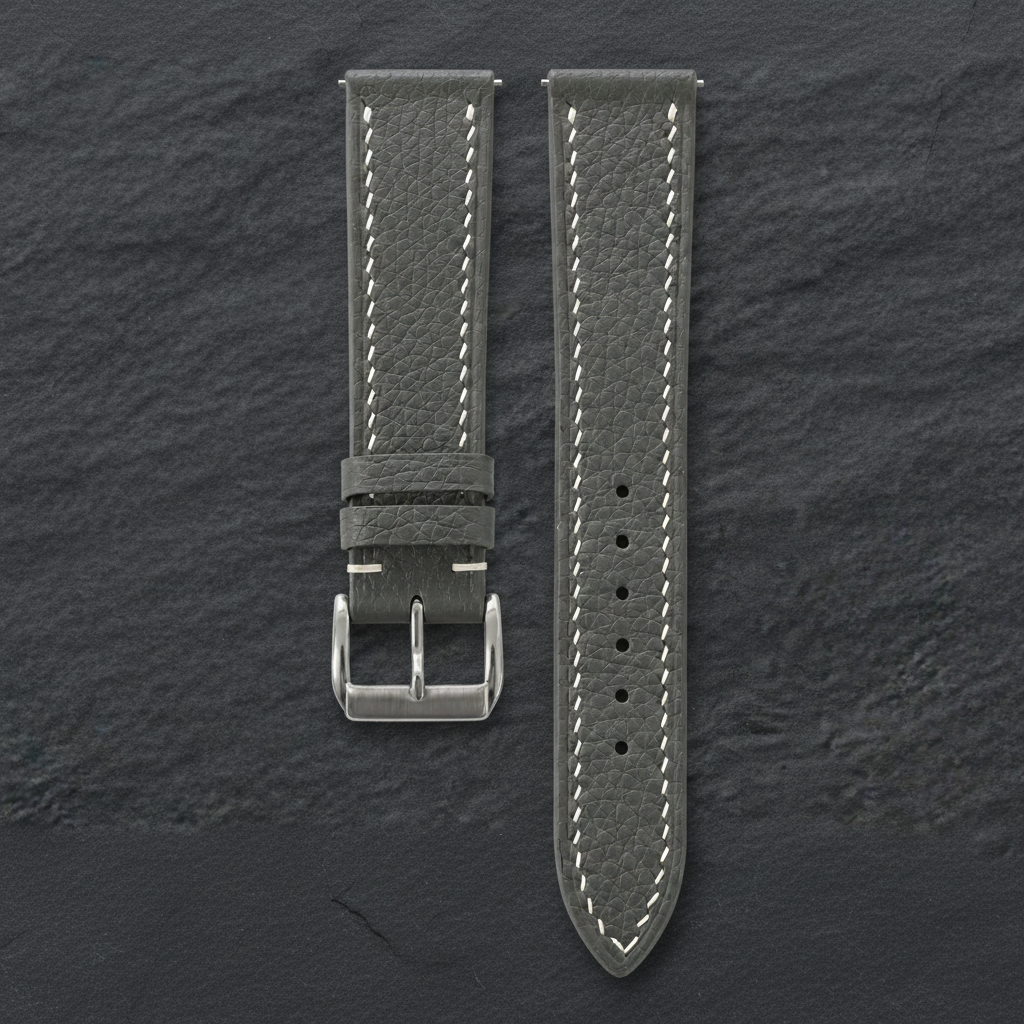 Graphite Gray Togo Leather Watch Strap - Handmade